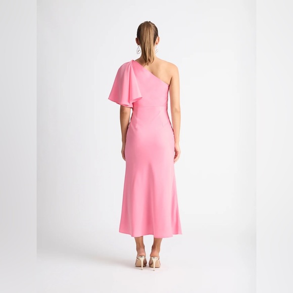 Pink One Shoulder Satin Formal Dress - Picture 2 of 3